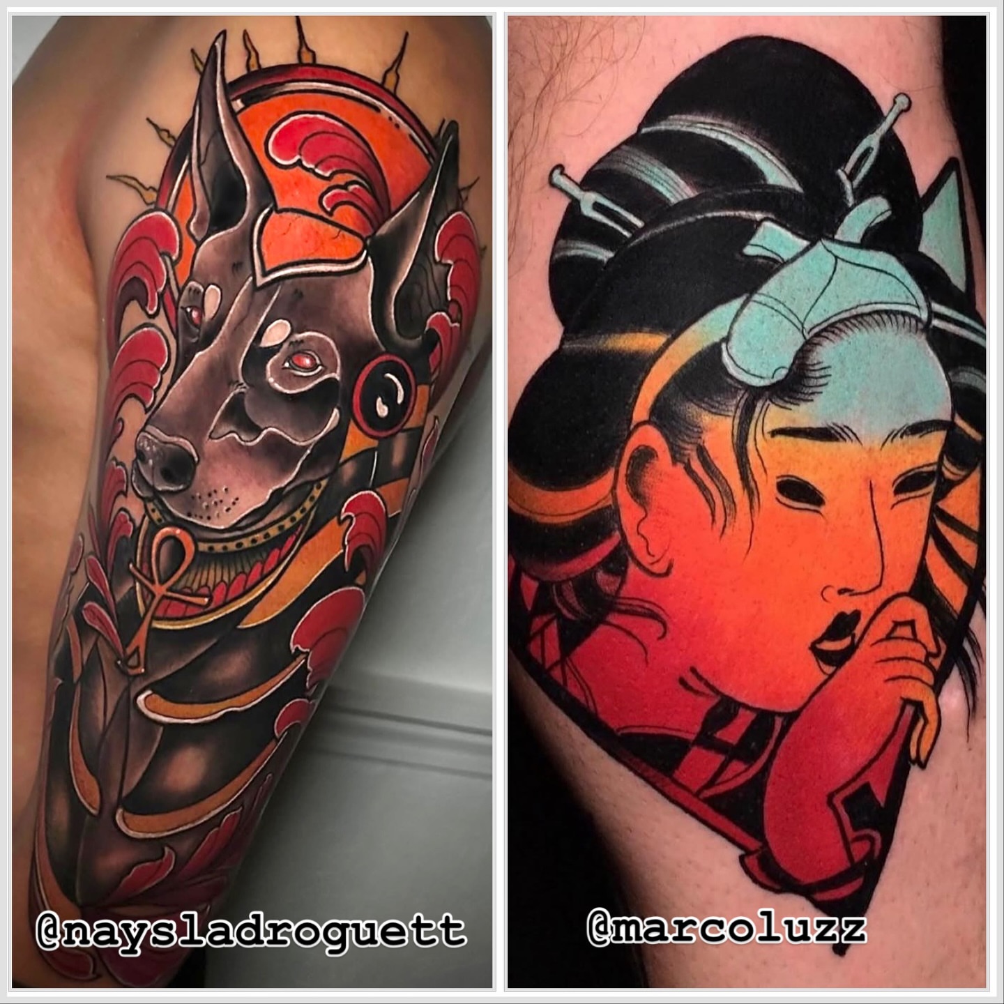 Dog and warrior American traditional tattoo on the forearm by Naysla Droguett