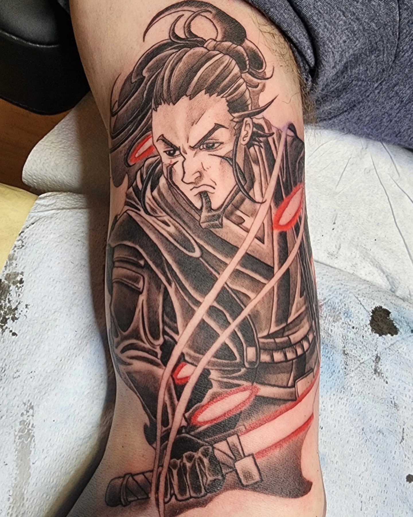 Samurai warrior realism tattoo on the forearm by Anthony Moncada