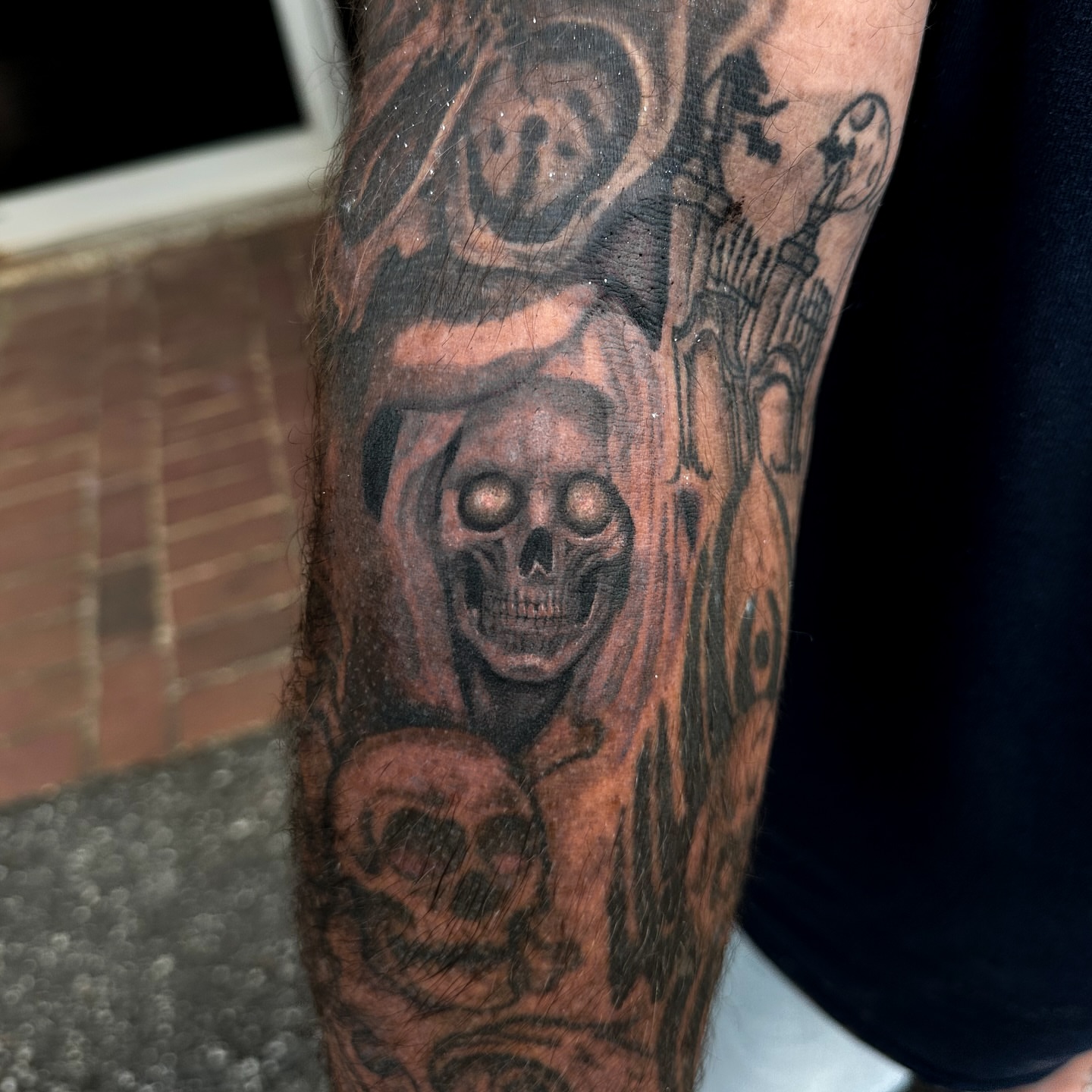Skulls realism tattoo on the forearm by Sincere