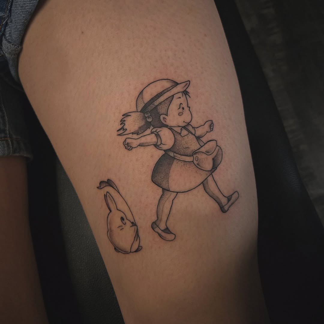 Tattoo by @alexandraathenstattoo — anime, black_and_grey