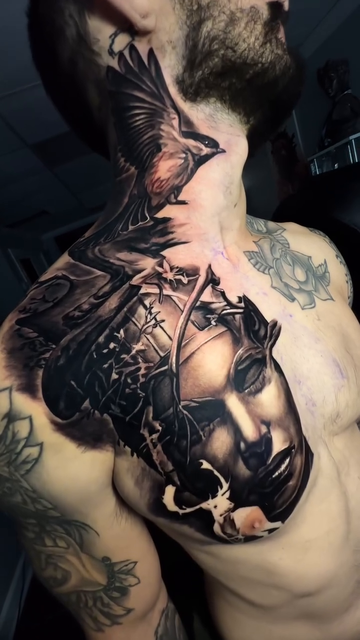 Tattoo by @obsidianinkstudio — dark_realism, black_and_grey