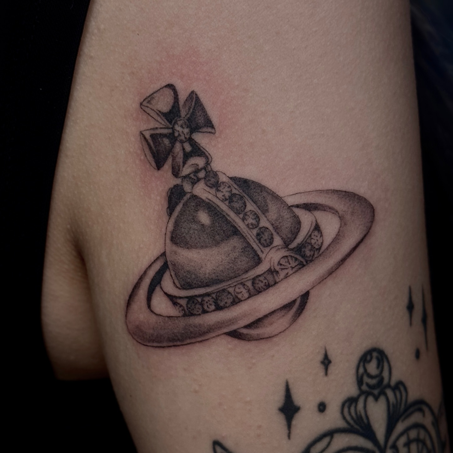 Tattoo by @grimsaintt — black_and_grey