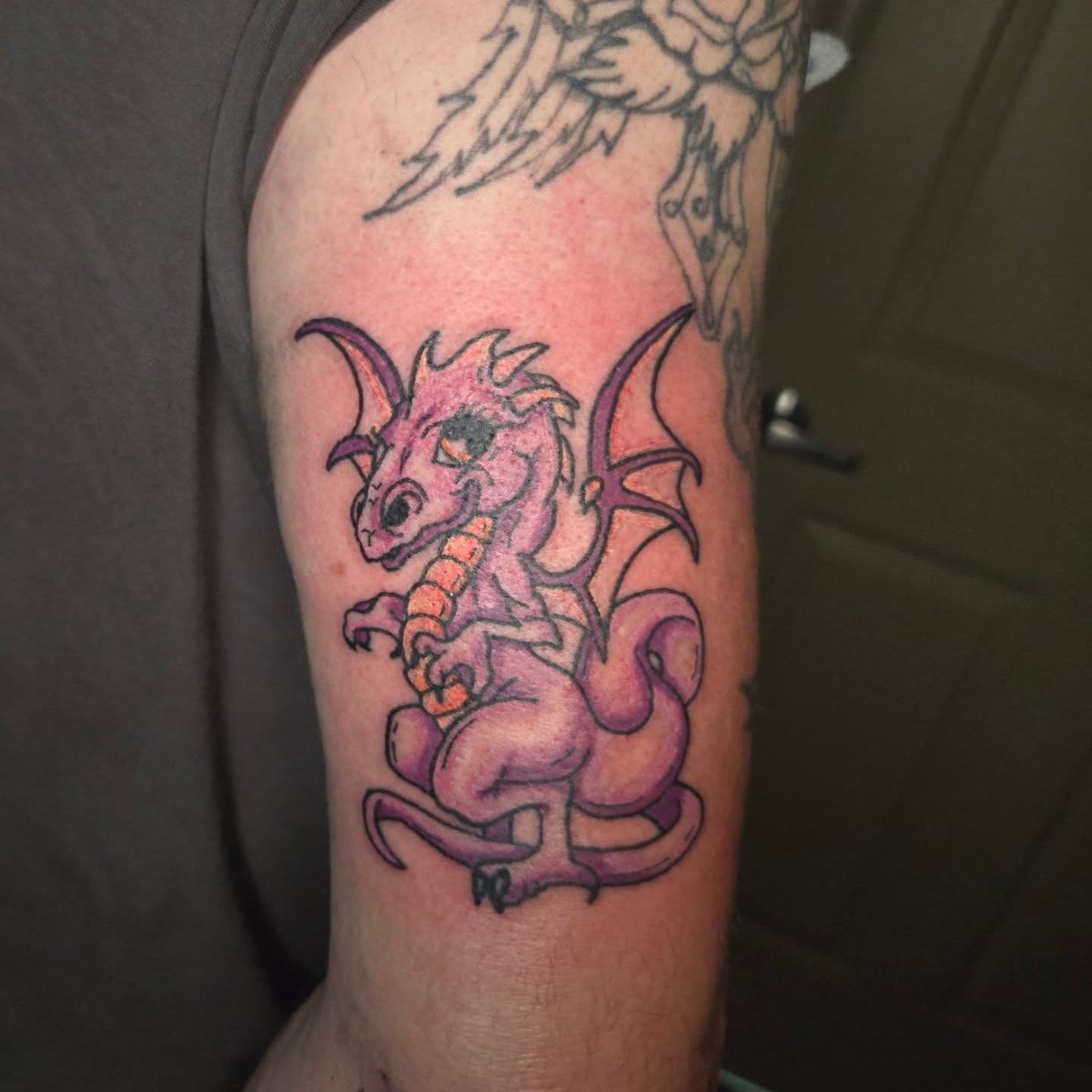 Dragon new school tattoo on the forearm by Abigail (Bgail) Boyd