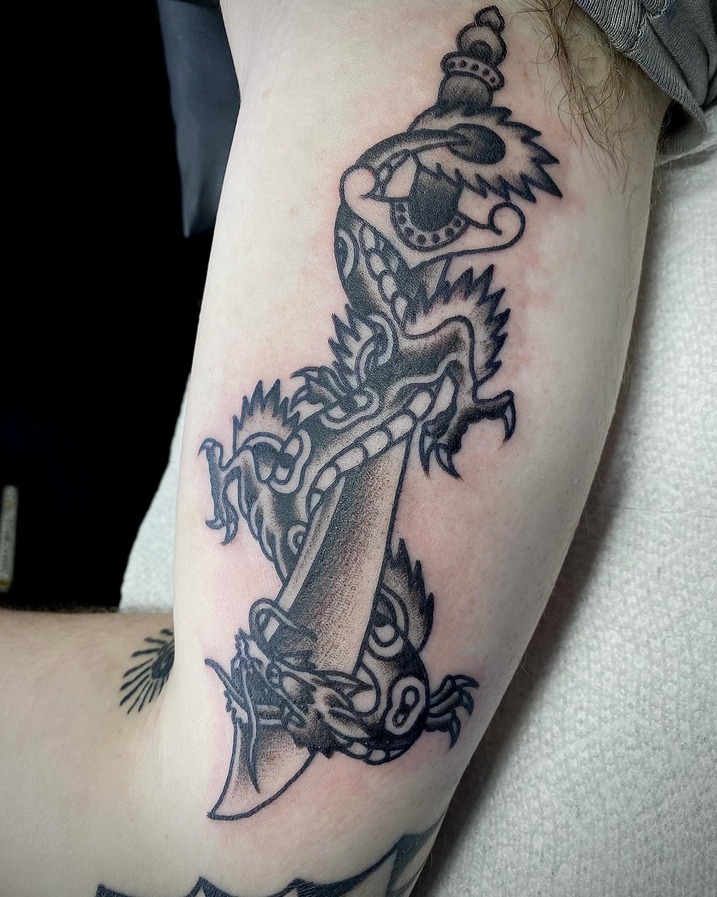 Tattoo by @snakedaggerose — black_and_grey