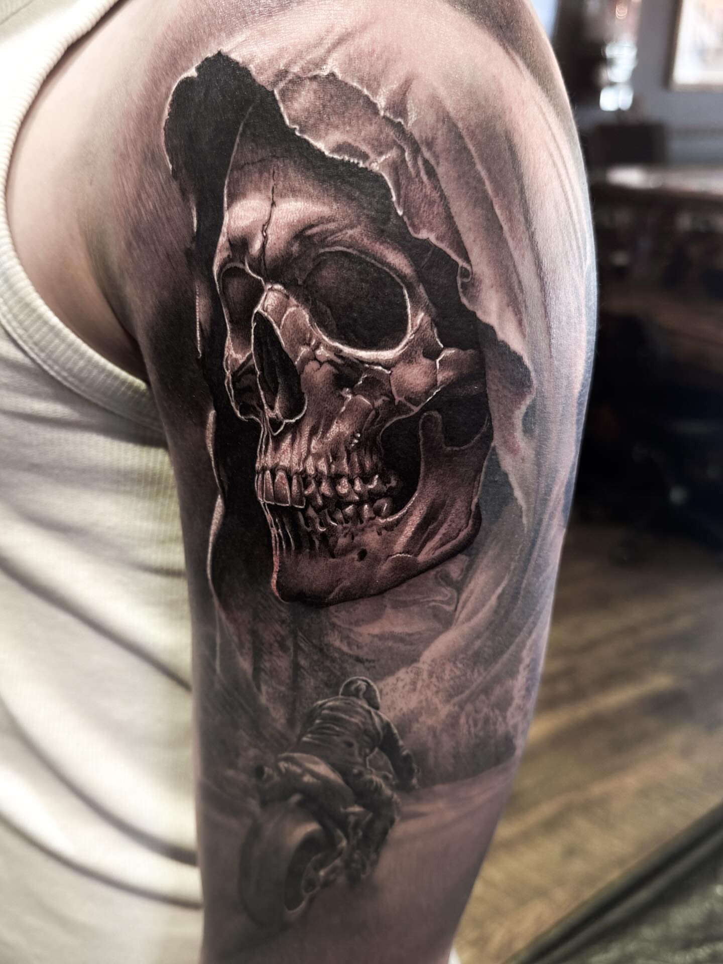 Tattoo by @rikkileetattoo — realism, dark_realism