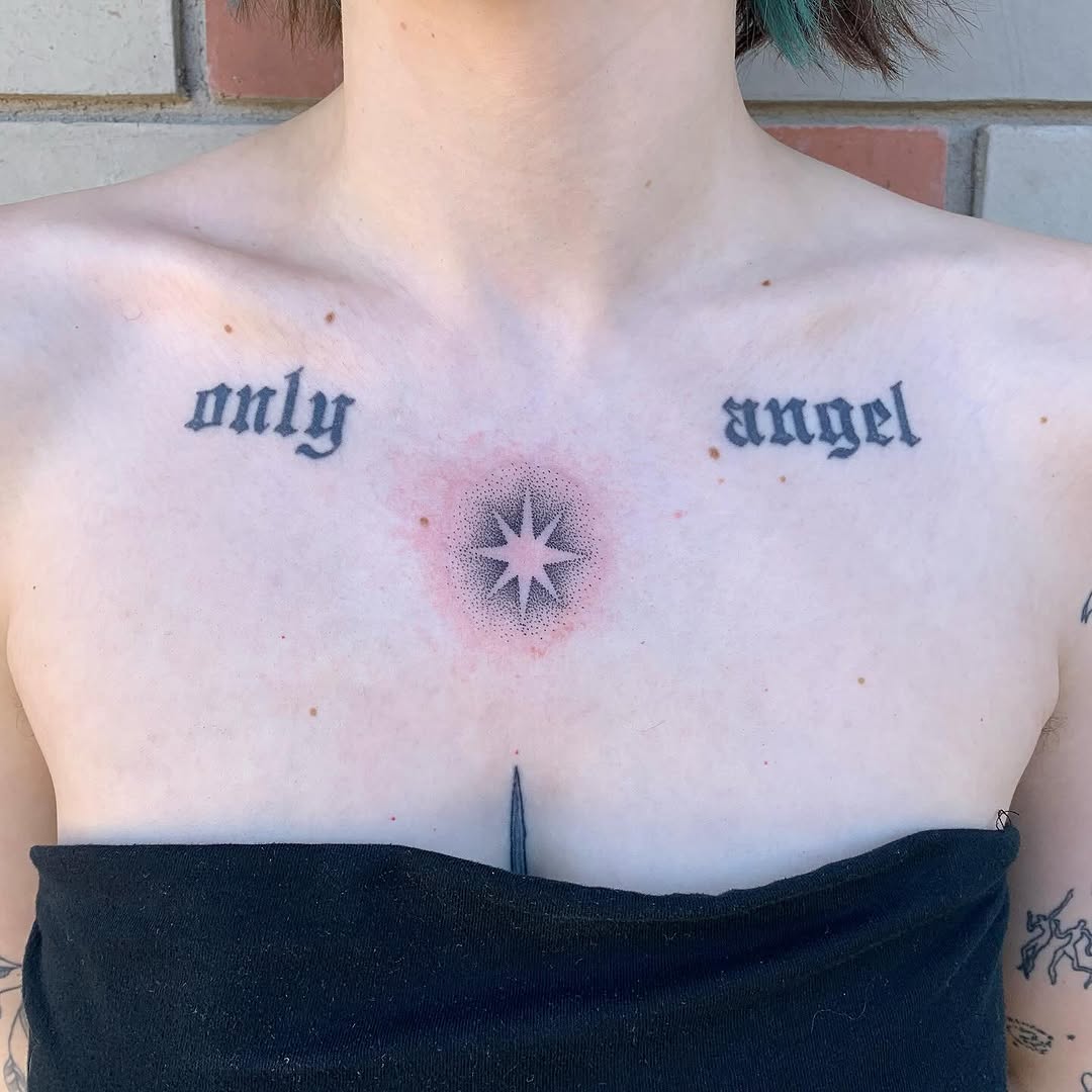 Tattoo by @sawnja.do.tattoos — lettering_script, dotwork