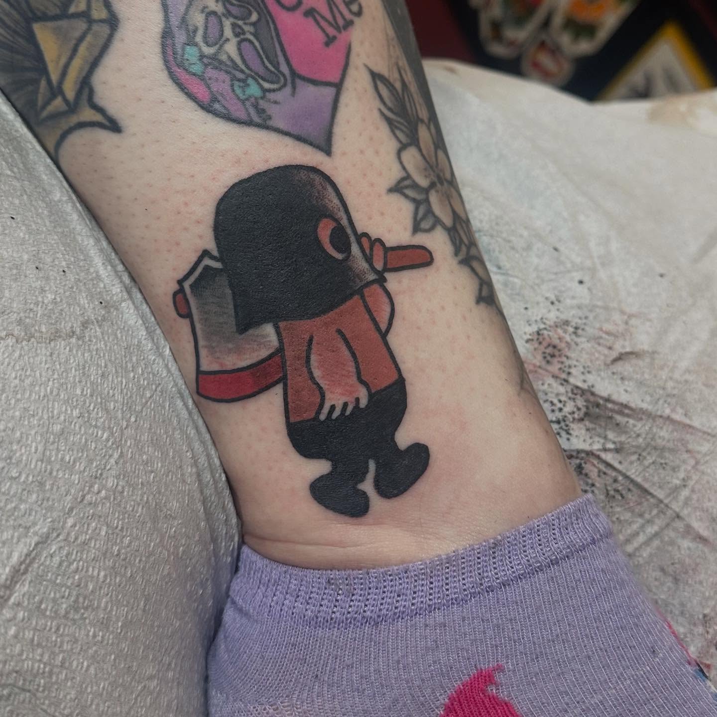 Child American traditional tattoo on the forearm by Jackie