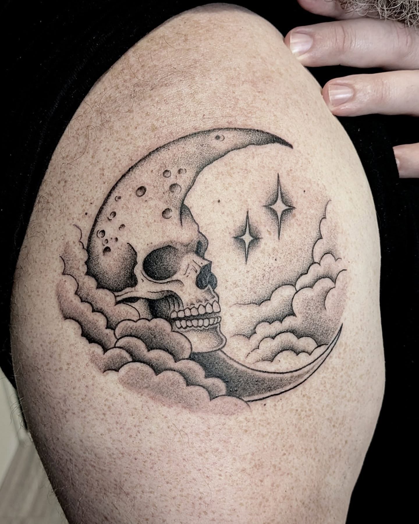 Tattoo by @darkdaystattoos — dotwork, black_and_grey