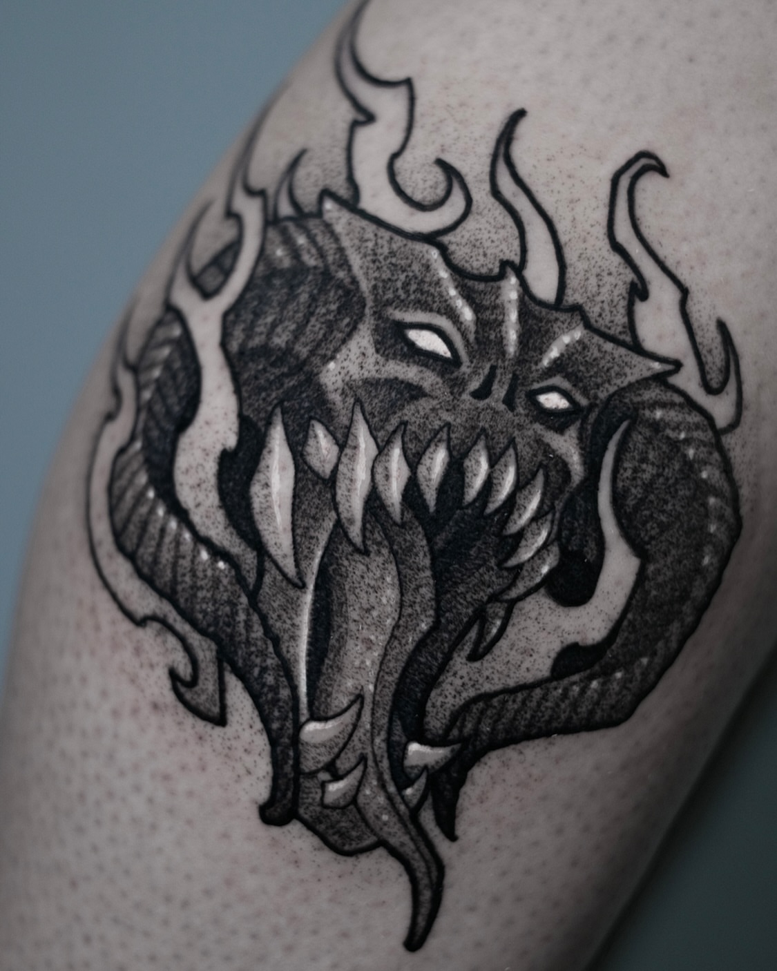 Tattoo by @lina.lcfr — dotwork, black_and_grey