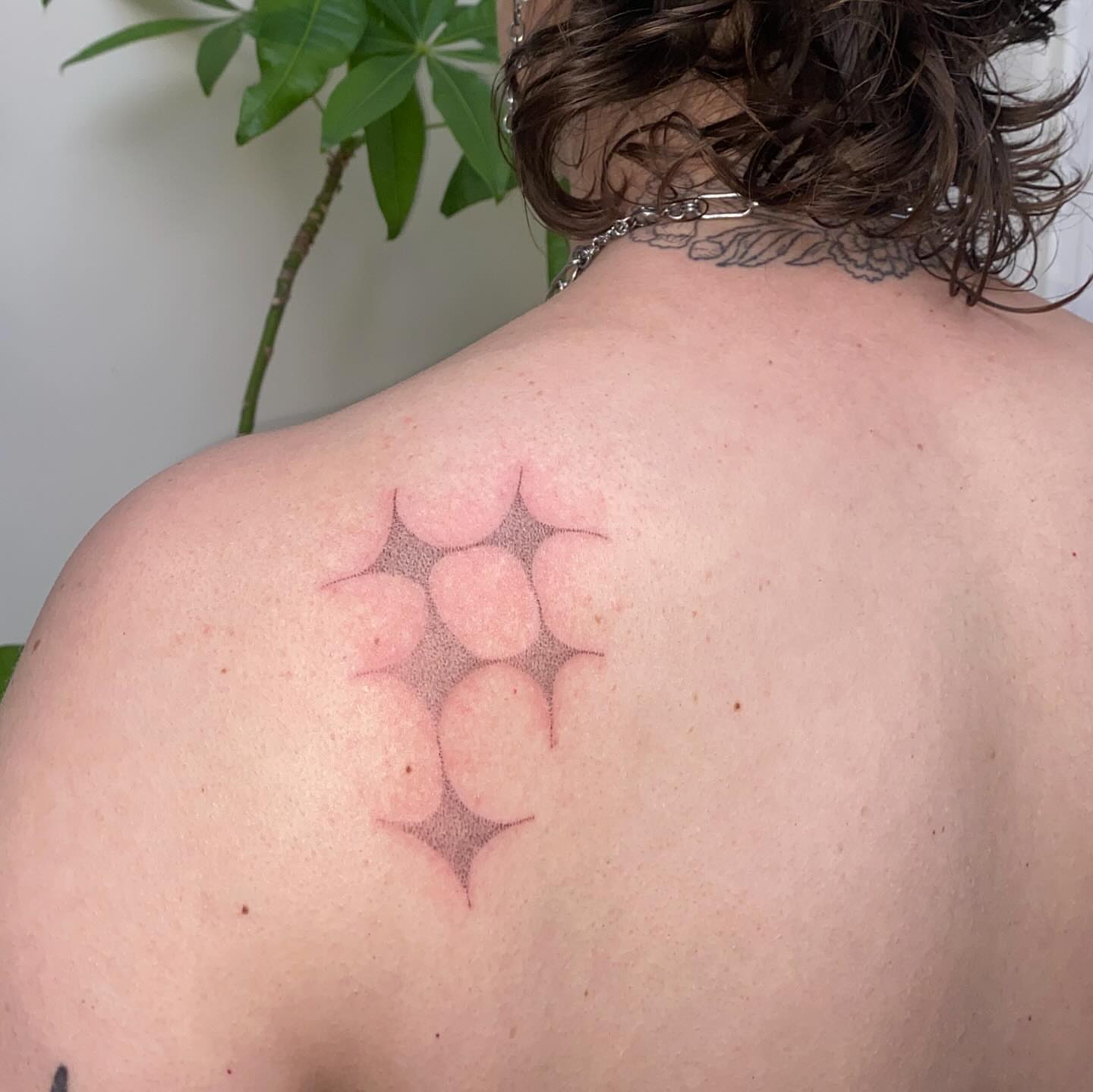 Geometric pattern dotwork tattoo on the back by 🌀☁️kath☁️🥀