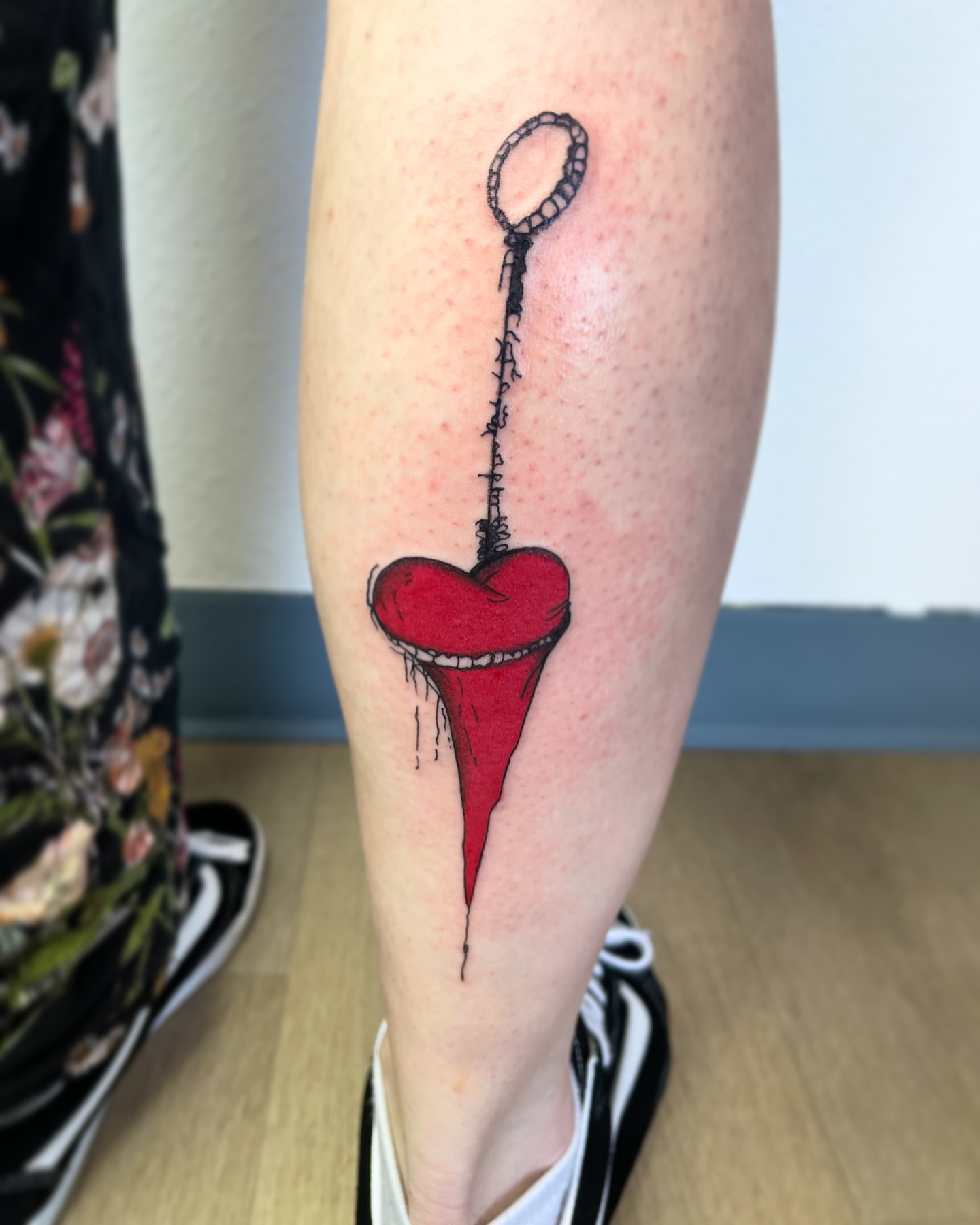 Heart with key realism tattoo on the calf by Tattoo artist Mila
