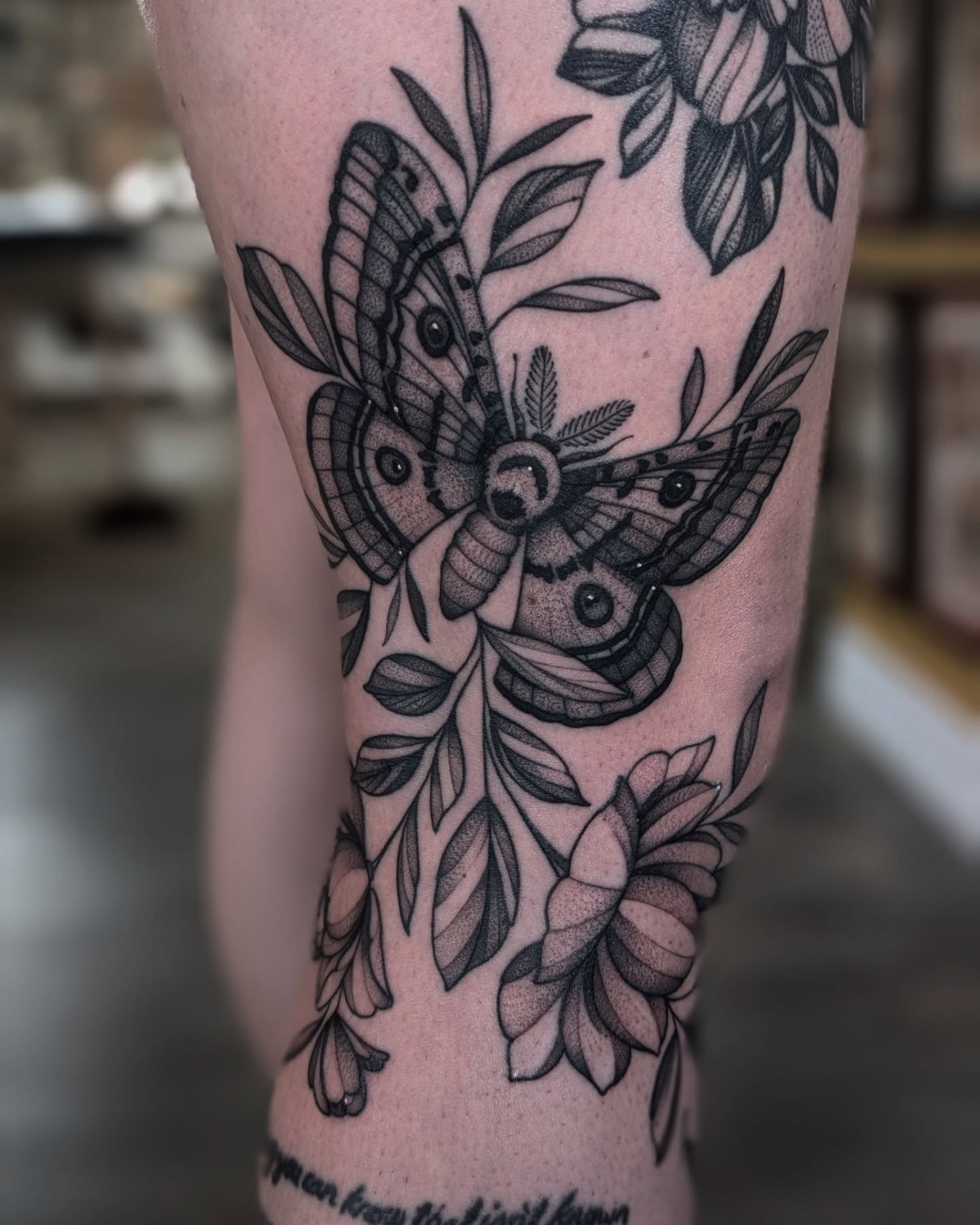 Tattoo by @kattiebaby — dotwork, black_and_grey