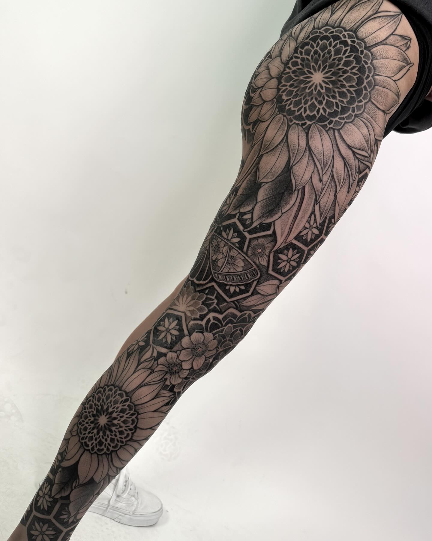 Floral mandala geometric tattoo on the forearm by Jamie Beach, Wheat Ridge, Colorado