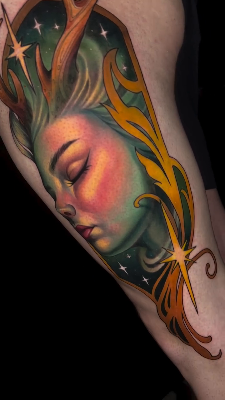 Woman with antlers realism tattoo by πππΈππ»π΄ππΌπΈ π»πΈπΉπΉπ
ππ