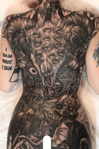 Tattoo by @beckiwilson — black_and_grey, dark_realism