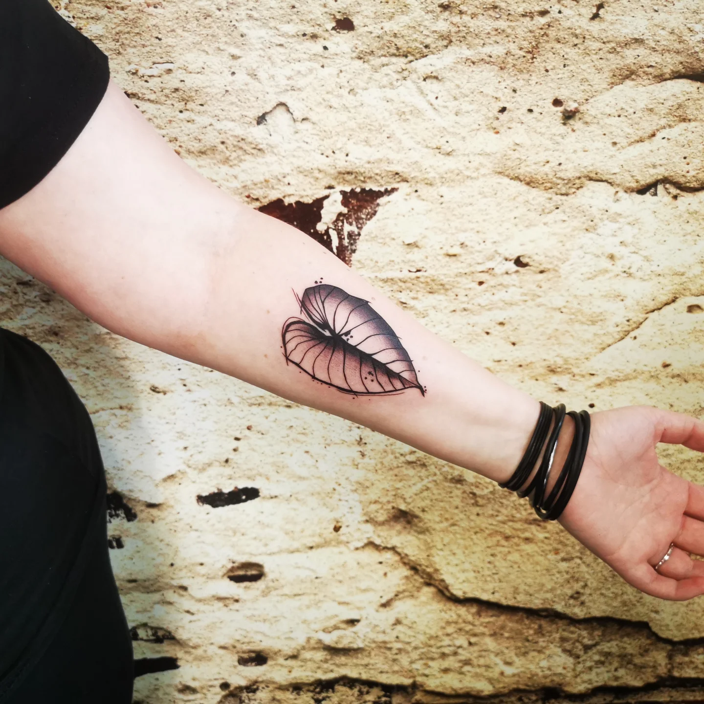 Lips black and grey tattoo on the forearm by Ink of Winchester