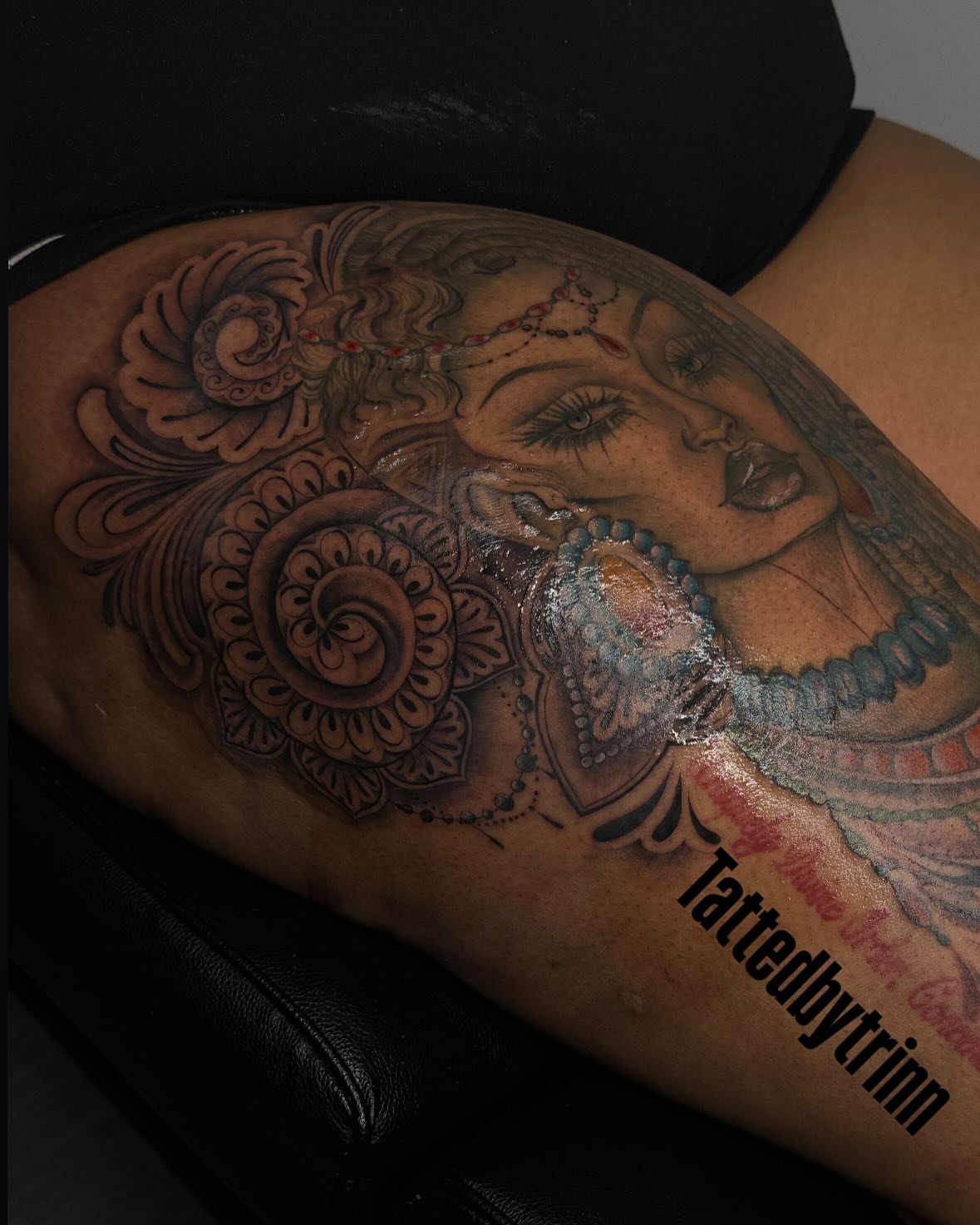 Tattoo by @tattedbytrinn — realism, ornamental