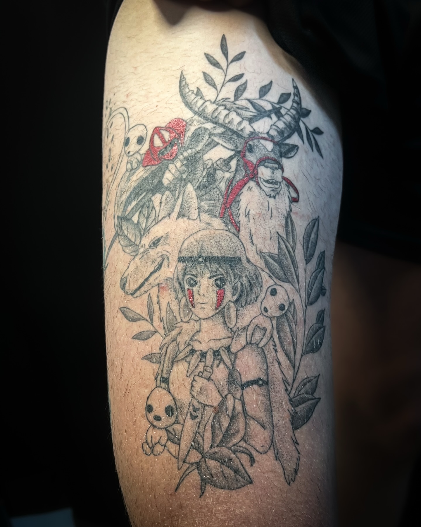 Tattoo by @tofudoestattoos — anime, dotwork