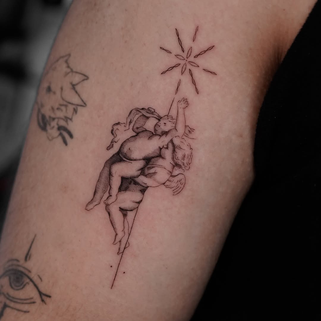 Tattoo by @eddiectattoo — fine_line, black_and_grey
