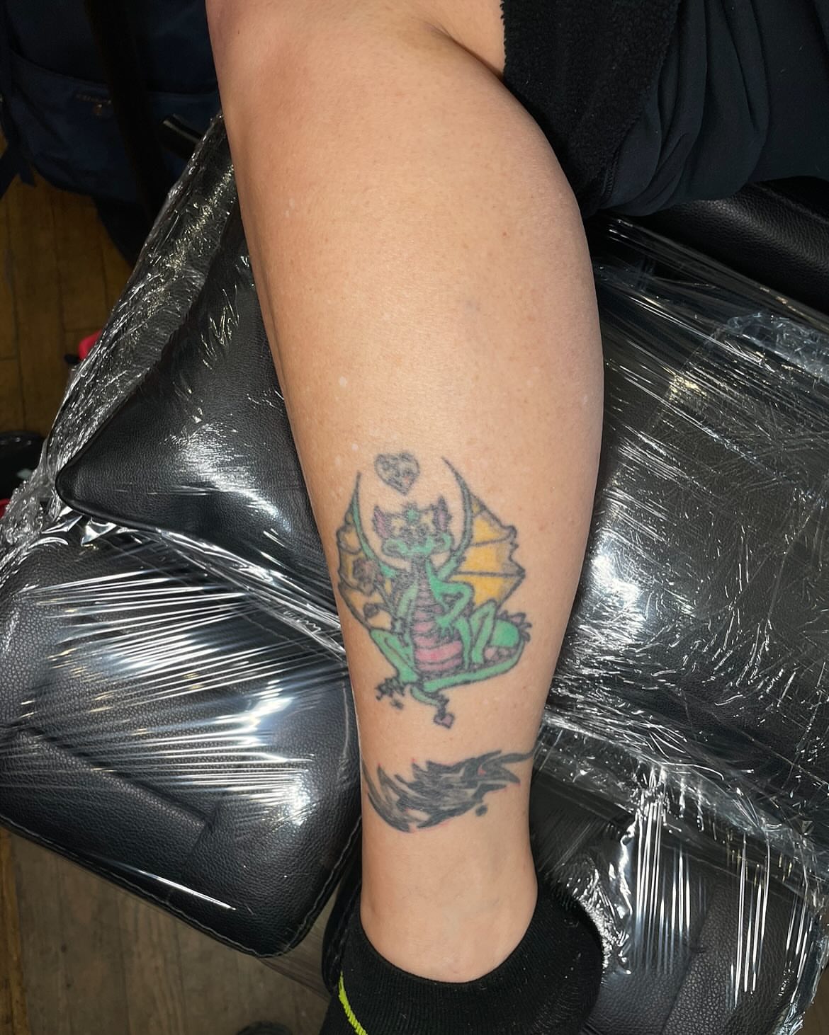 Dragon neo-traditional tattoo on the forearm by Lauren Sisouphanh, Canton, Ohio