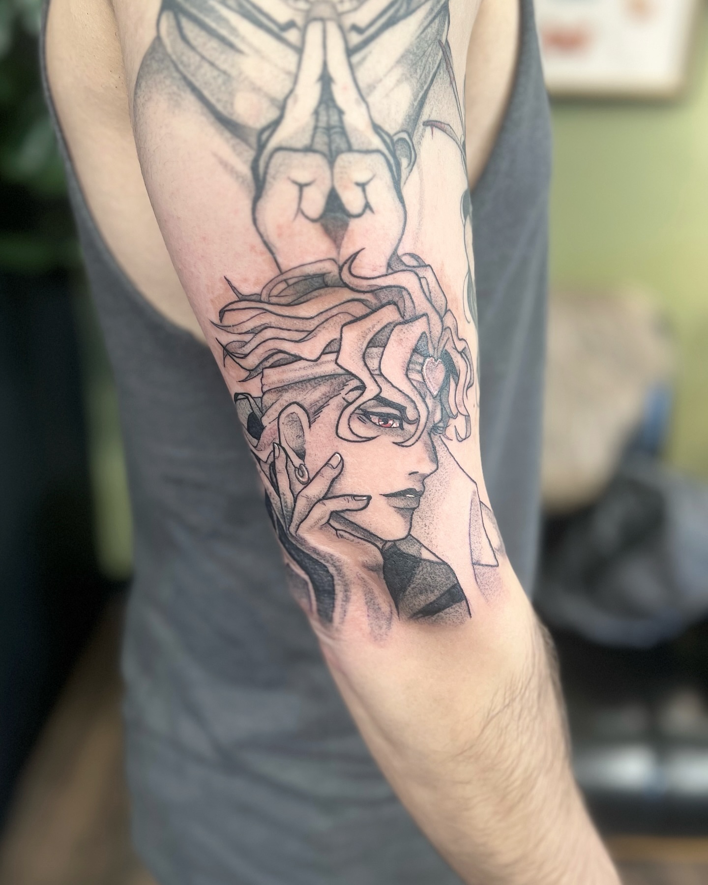 Medusa realism tattoo on the forearm by sam cedar geller 🐝