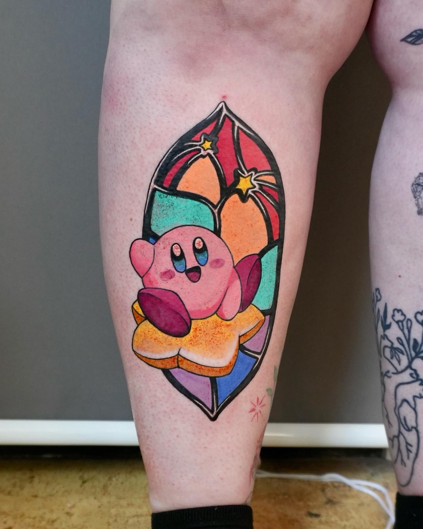 Kirby illustrative tattoo on the forearm by Sophie ✨ Nashville Tattoo Artist ✨