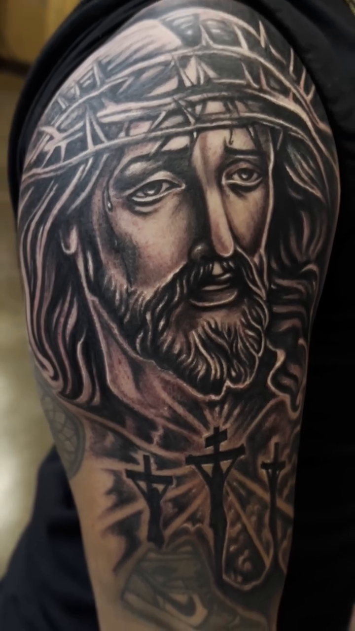 Jesus Christ realism tattoo by Summer Rain