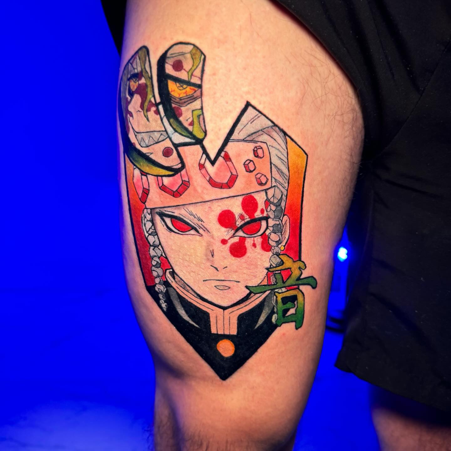Anime character anime tattoo on the thigh by ⚜️Dub Aizpurua⚜️