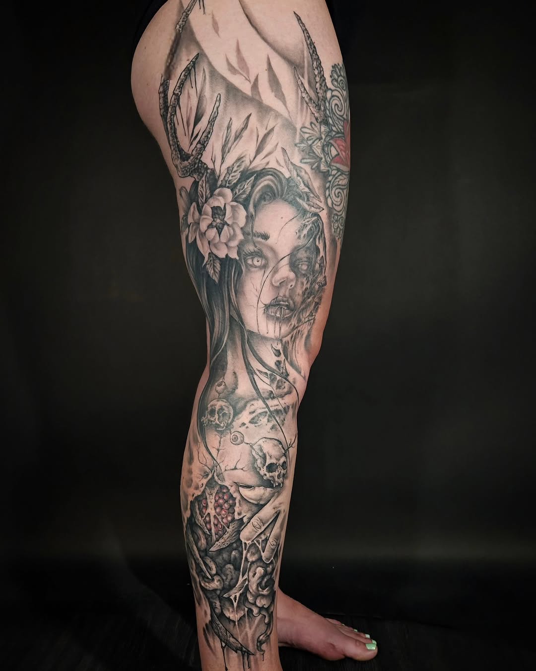 Tattoo by @d.r_tattoos — dark_realism, black_and_grey