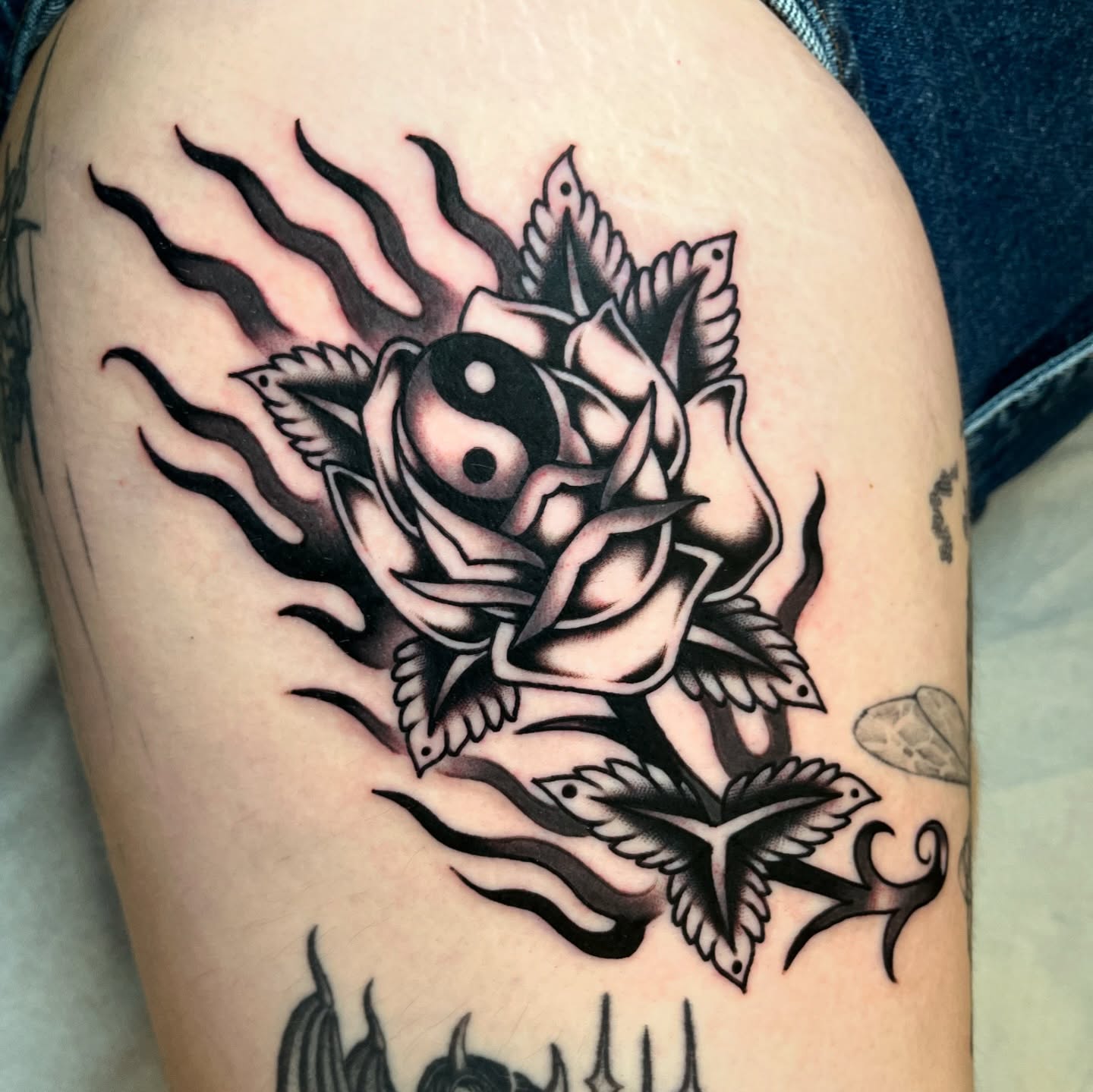 Tattoo by @katierosetattoos — american_traditional, black_and_grey
