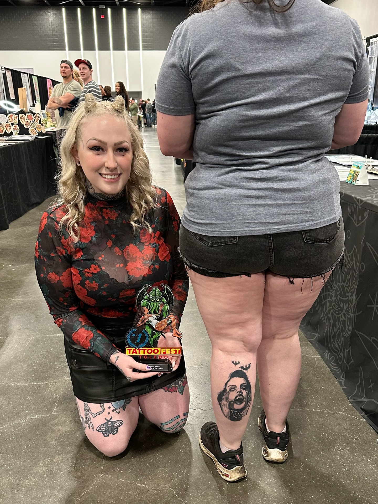 Woman American traditional tattoo on the thigh by Savannah Compton