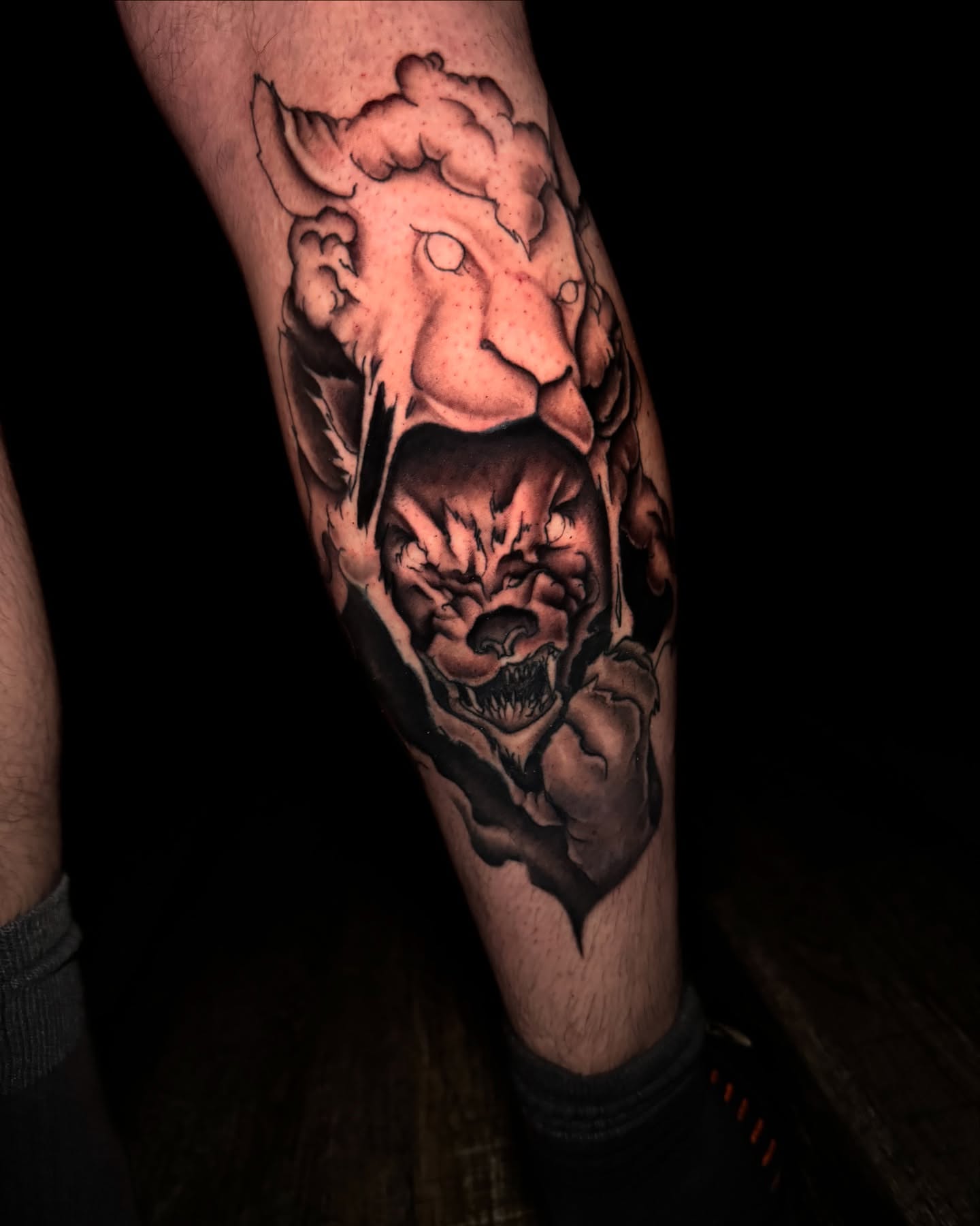 Lion realism tattoo on the forearm by Ryland - Tattoo Artist