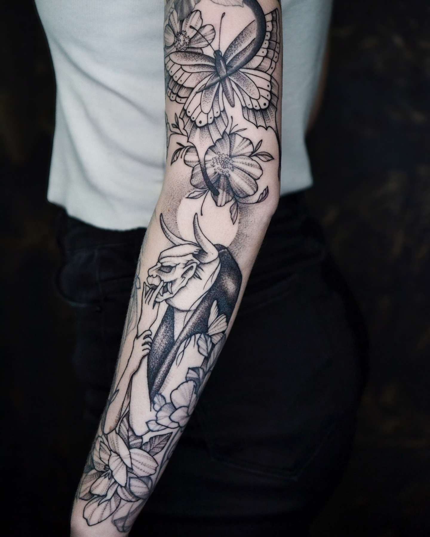 Tattoo by @egorgoltva — dotwork, black_and_grey