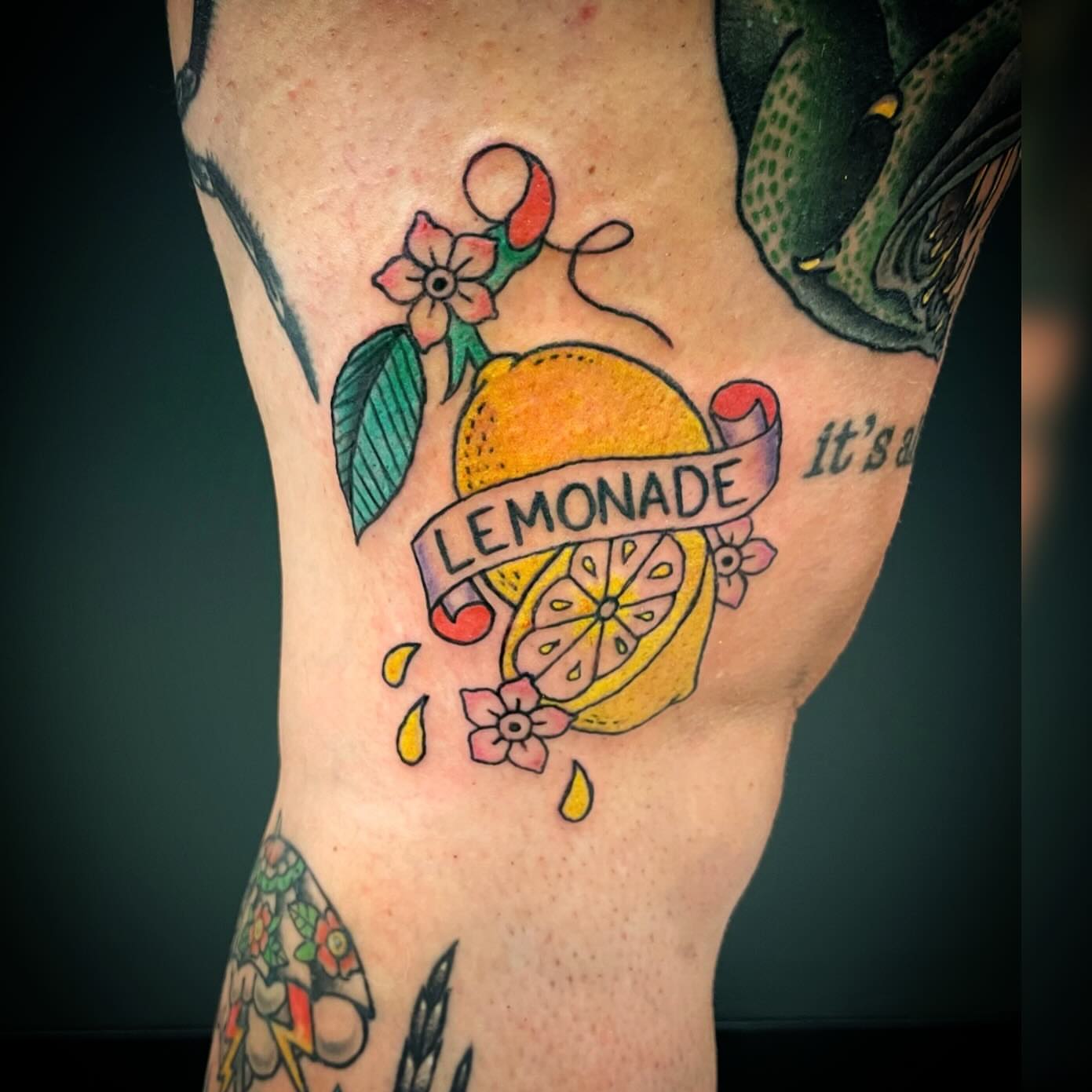 Lemonade American traditional tattoo on the forearm by Logan Casimir