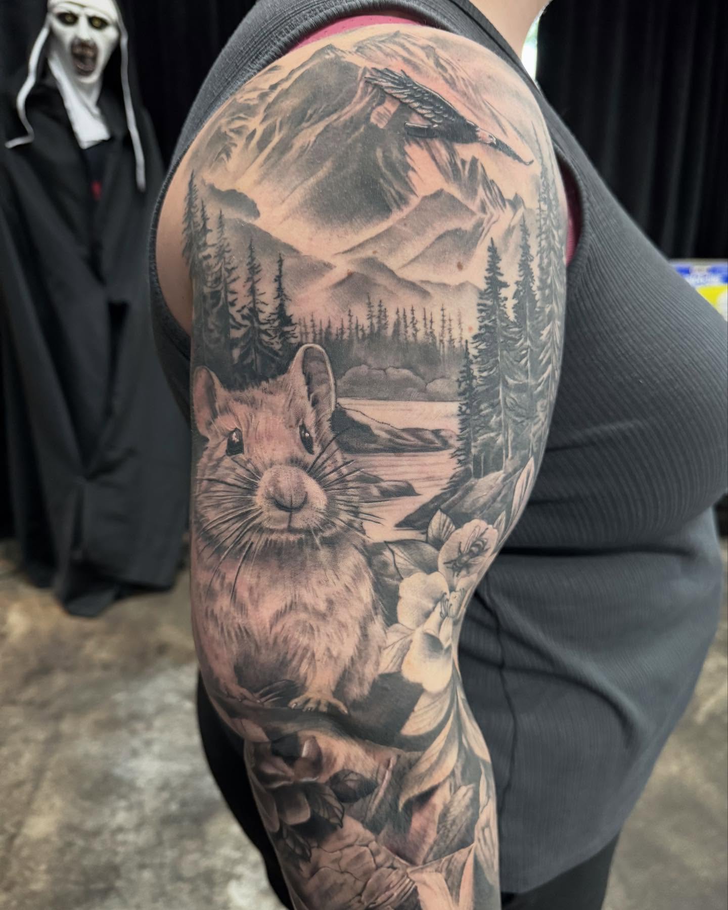 Tattoo by @travisbrowntattoos — realism, black_and_grey