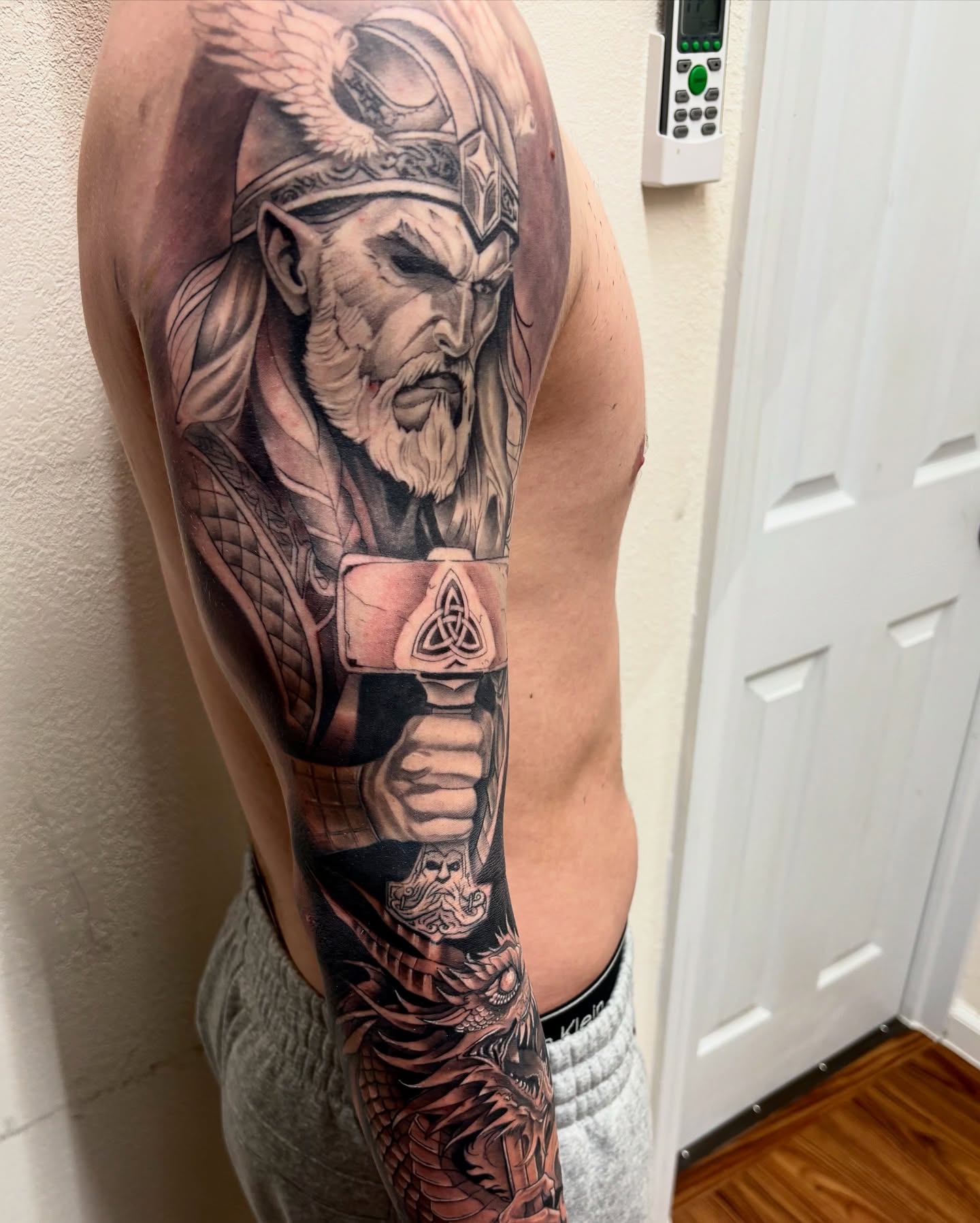 Viking warrior realism tattoo on the forearm by Kevin Palma