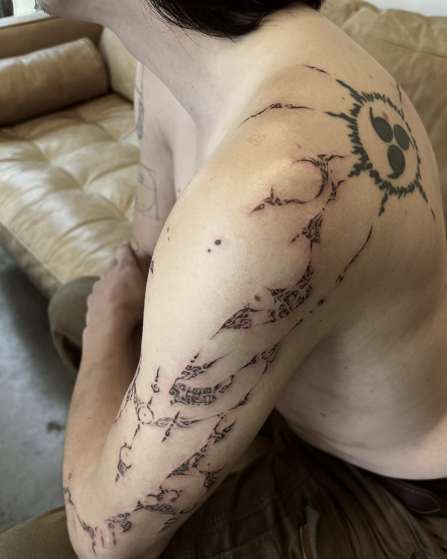 Tattoo by @orbritual — black_and_grey