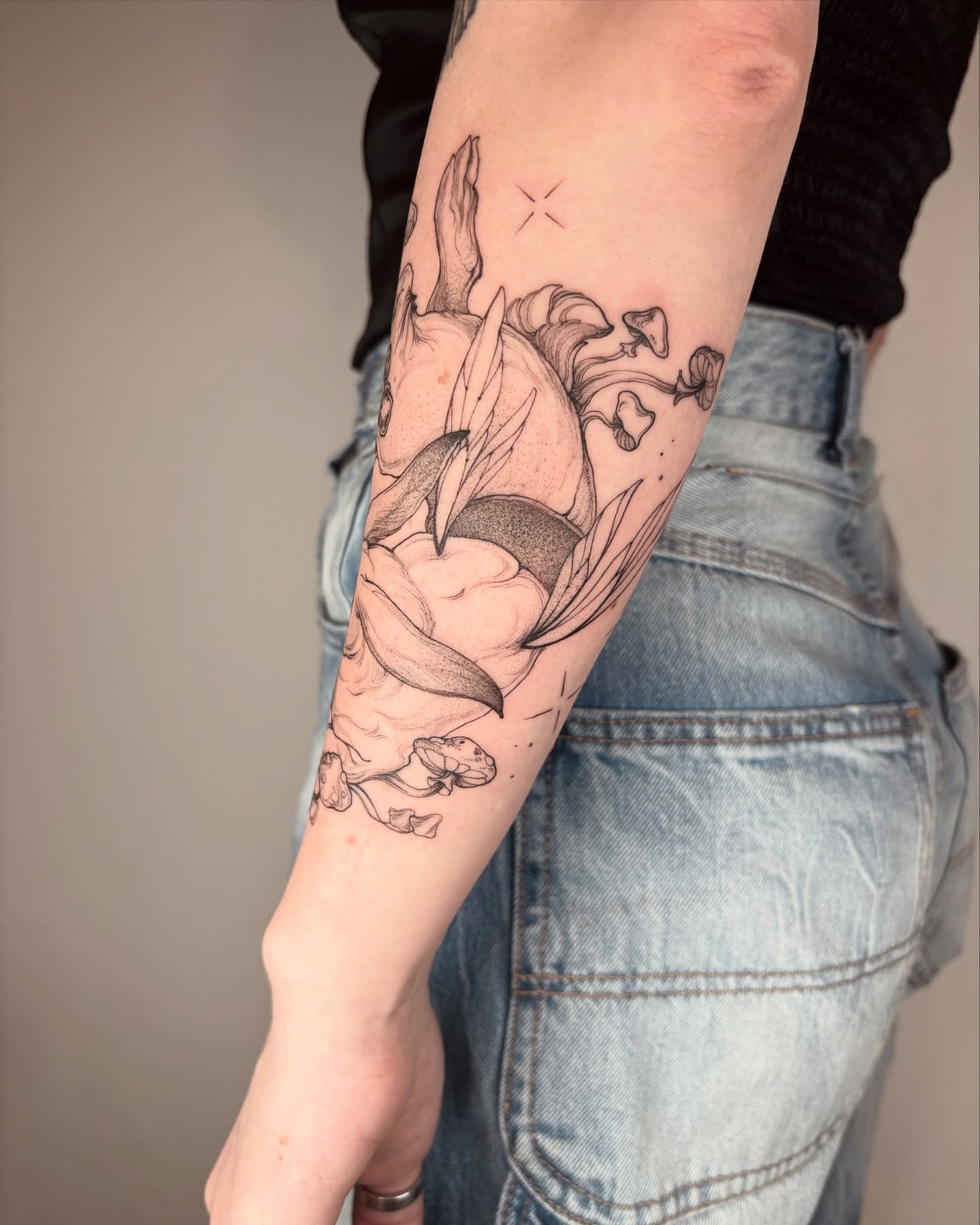 Mermaid black and grey tattoo on the forearm by vaprol tattoo ✧ Boston