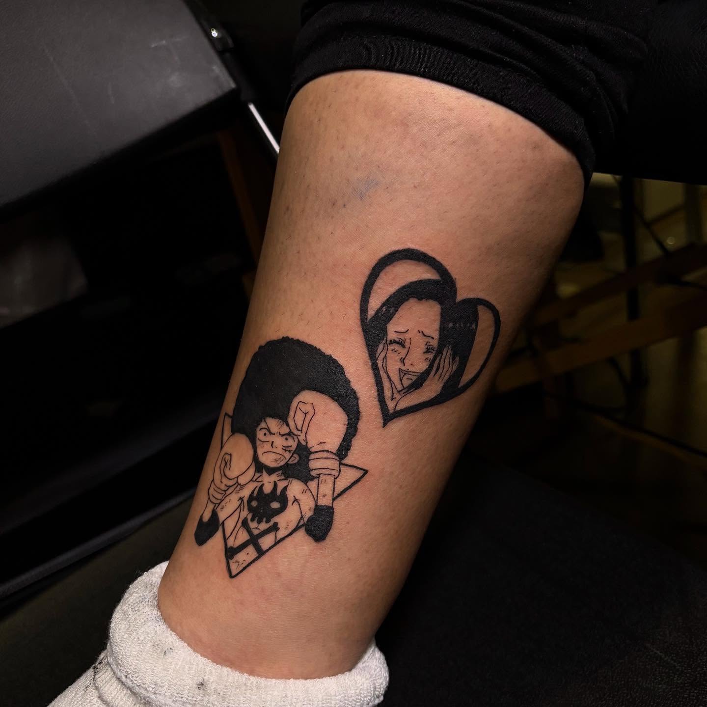 Anime characters anime tattoo on the forearm by Shampooh
