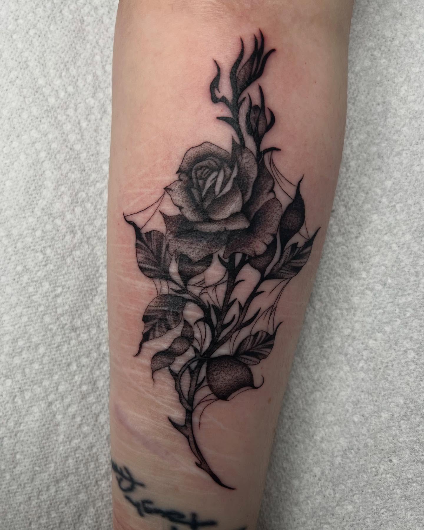 Tattoo by @tattedbycamryn โ black_and_grey