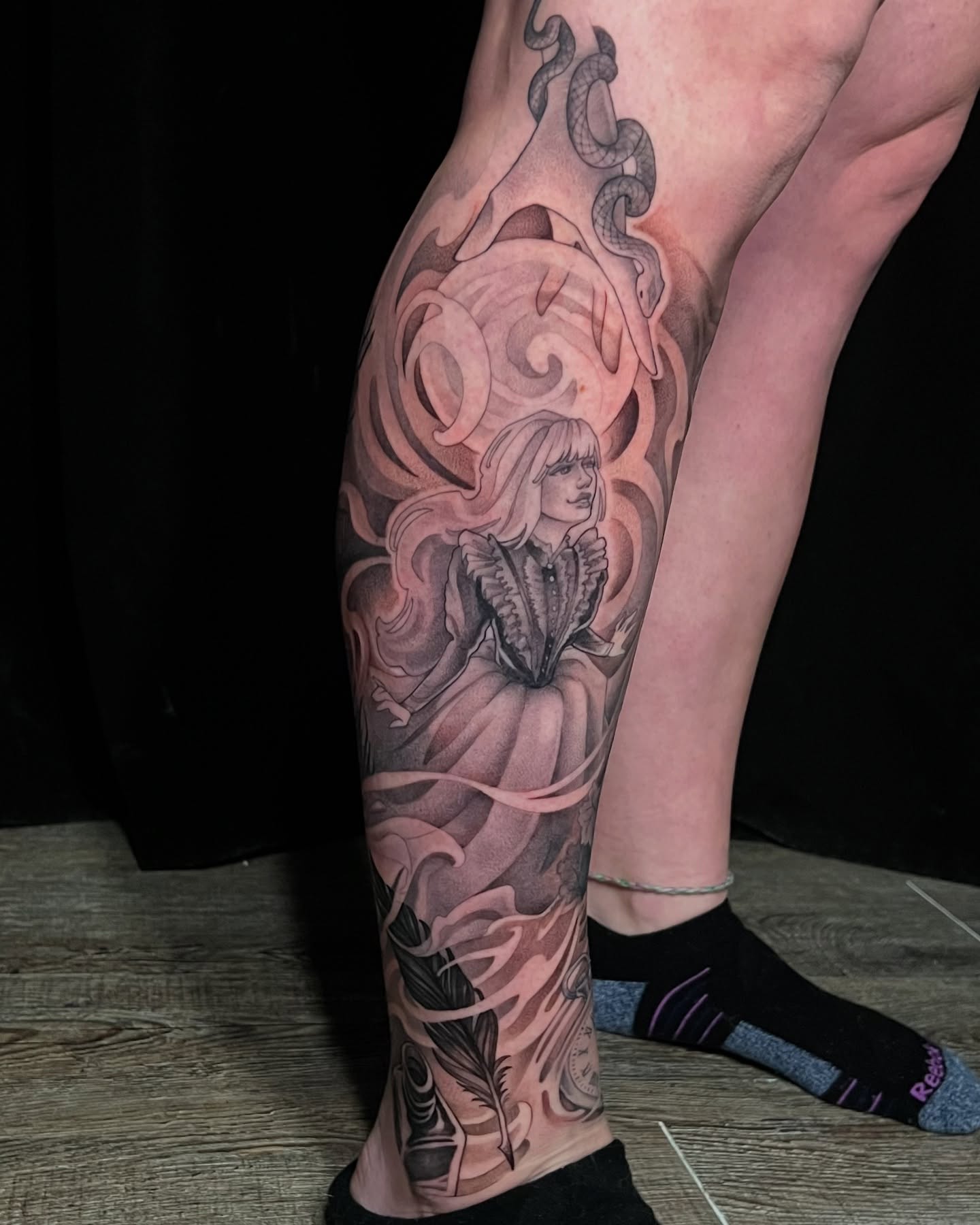 Tattoo by @girlwiththefoxtattoo — black_and_grey, realism
