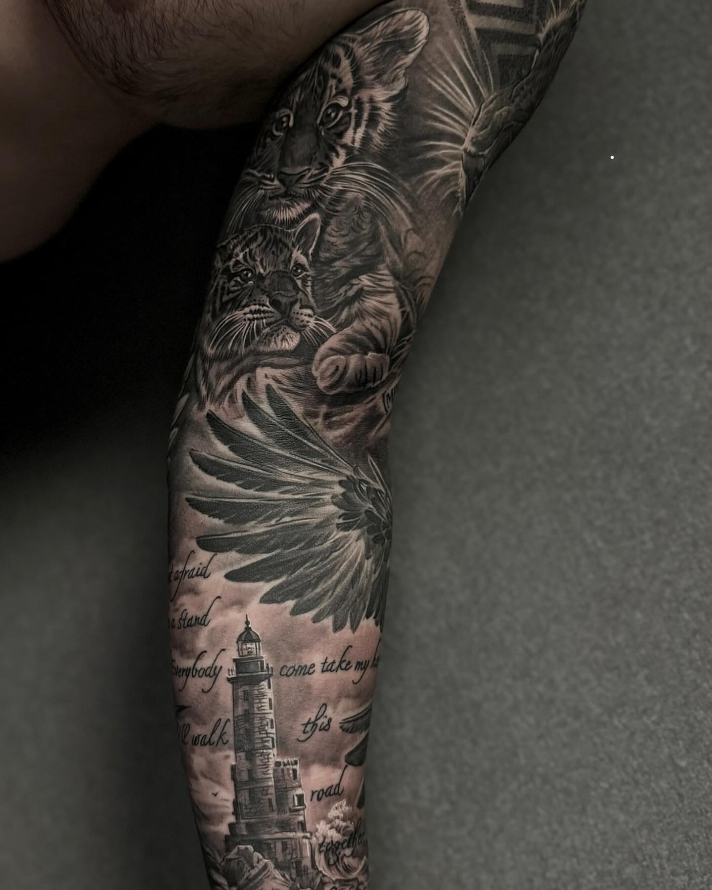 Tattoo by @sashaenaken — black_and_grey, realism