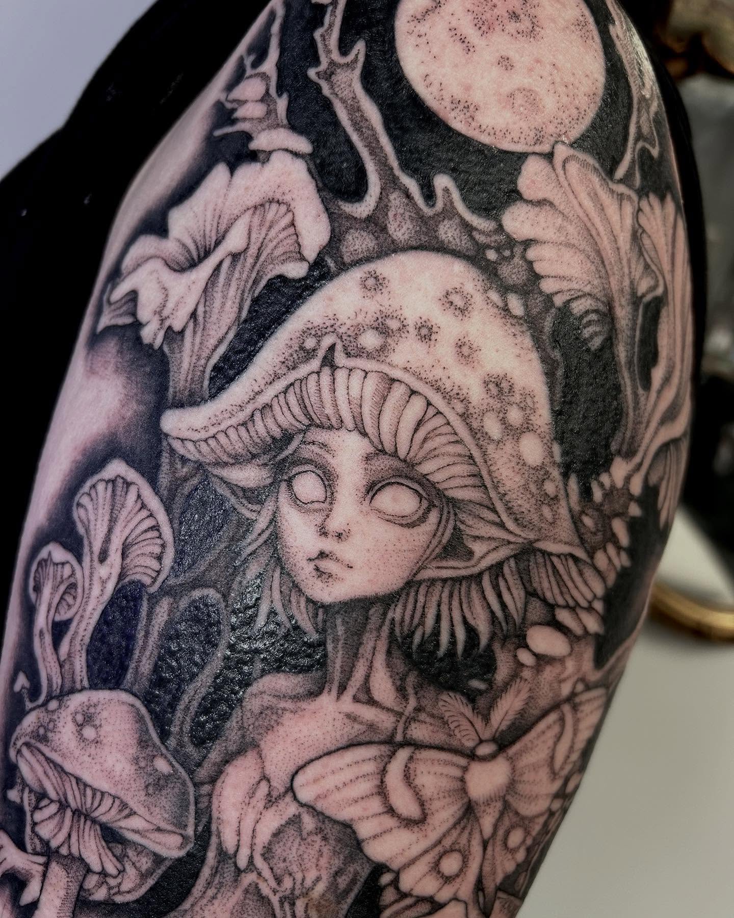 Tattoo by @dee.louisee — dotwork, black_and_grey