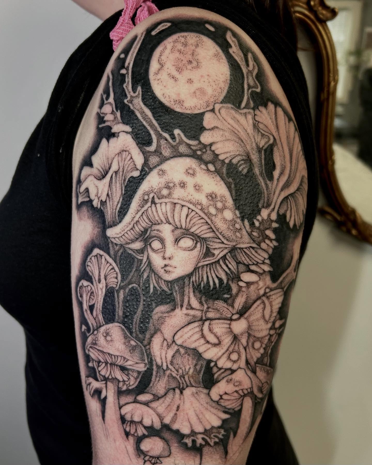 Tattoo by @dee.louisee — dotwork, black_and_grey