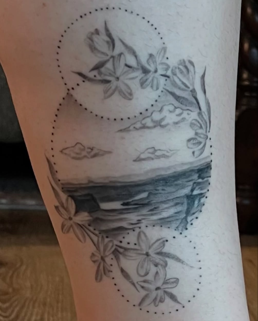 Tattoo by @tru_blu_tattoos — dotwork, black_and_grey