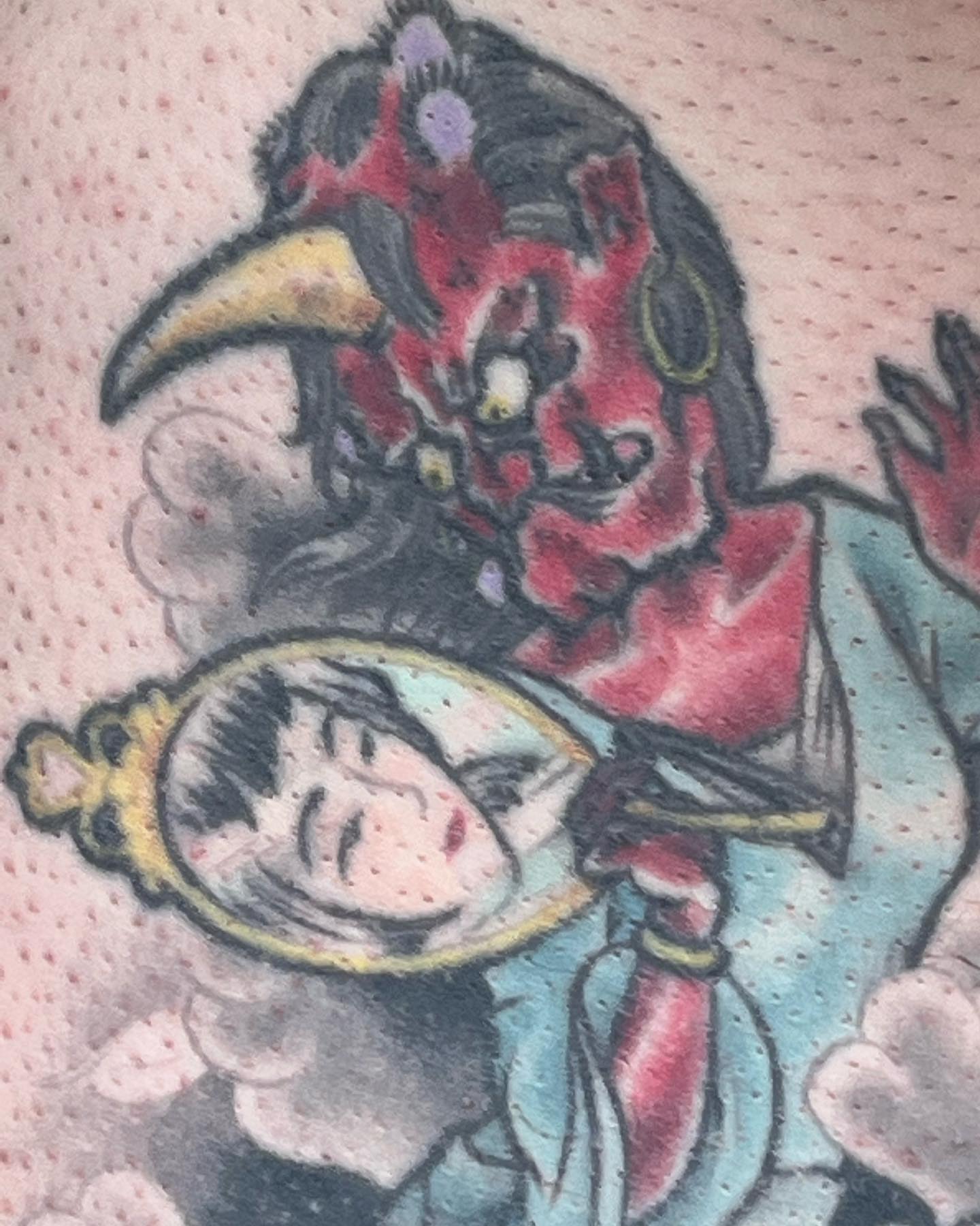 Crow and woman American traditional tattoo on the forearm by TYP 419, Toledo, Ohio