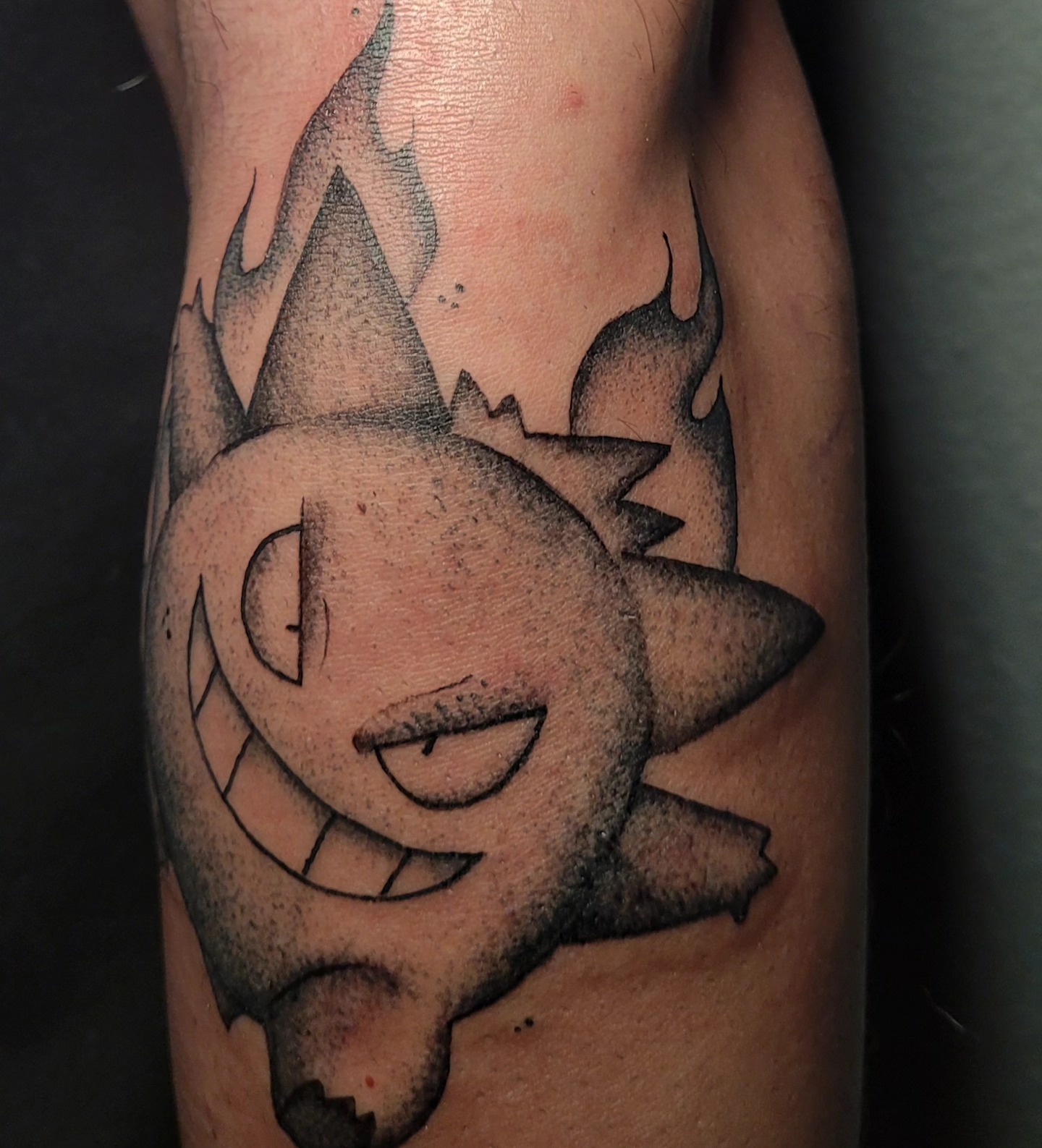 Ghost dotwork tattoo on the forearm by Gonzalo Pantona