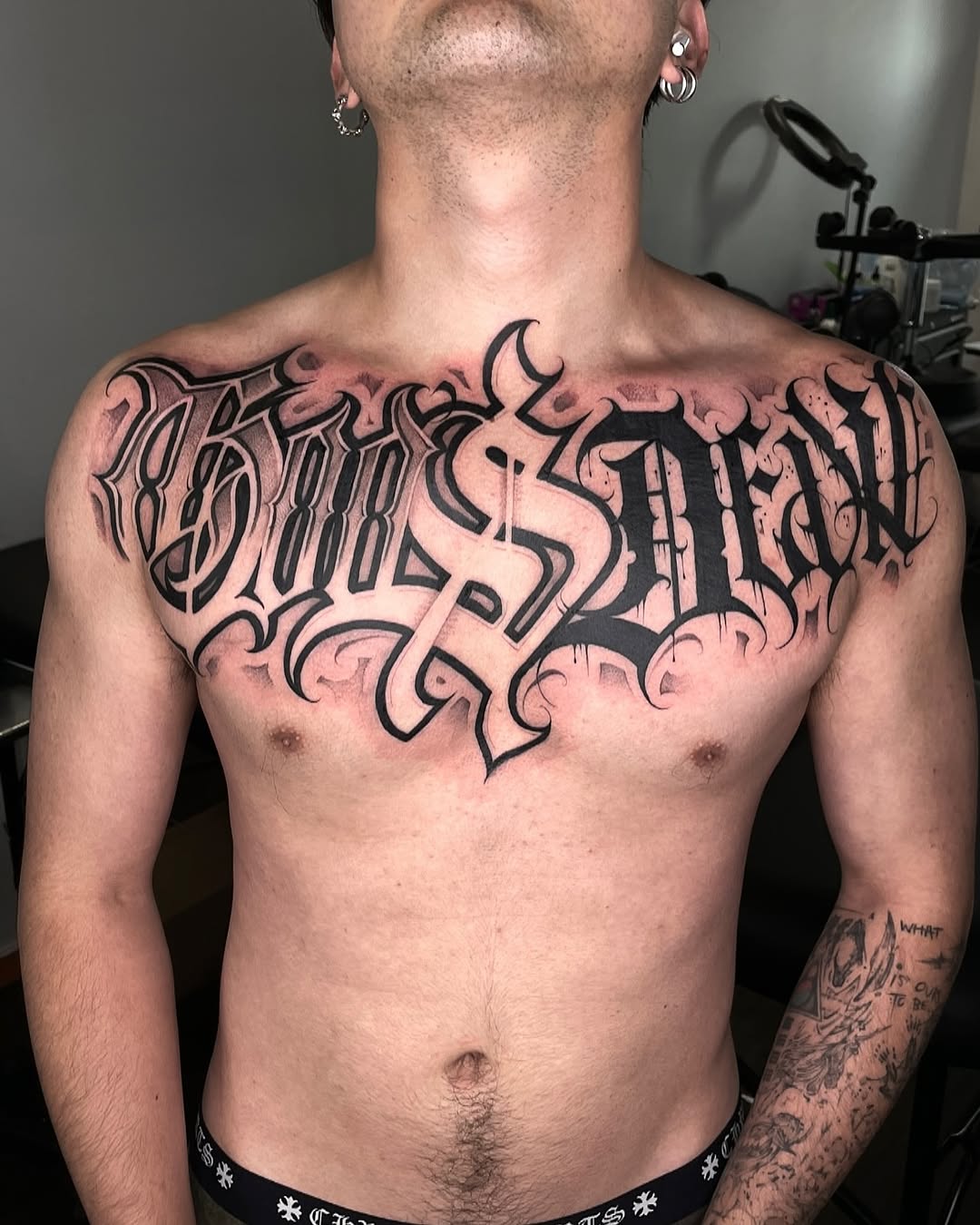 Tattoo by @joon_letters — lettering_script, black_and_grey