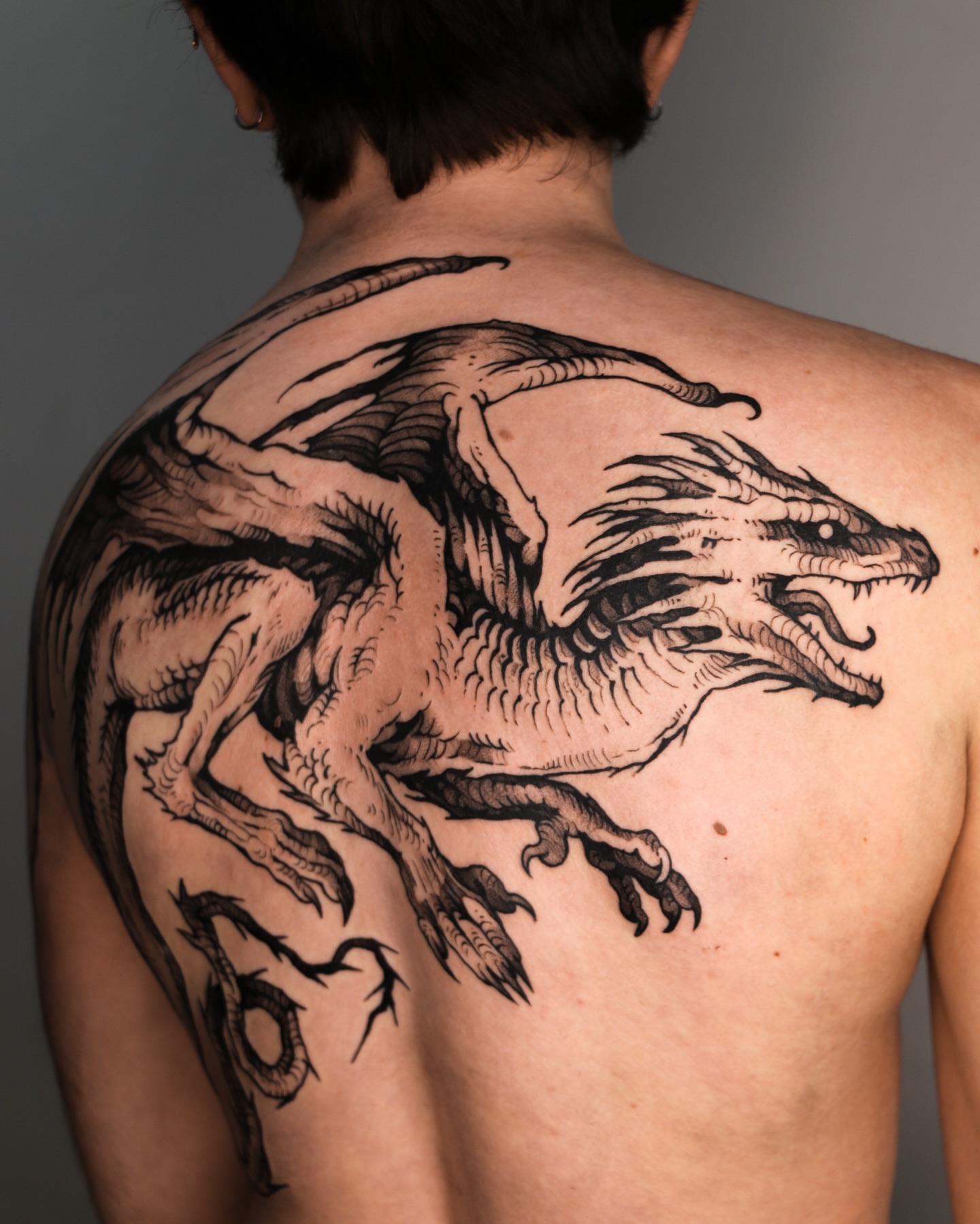 Tattoo by @baldpeaches — black_and_grey