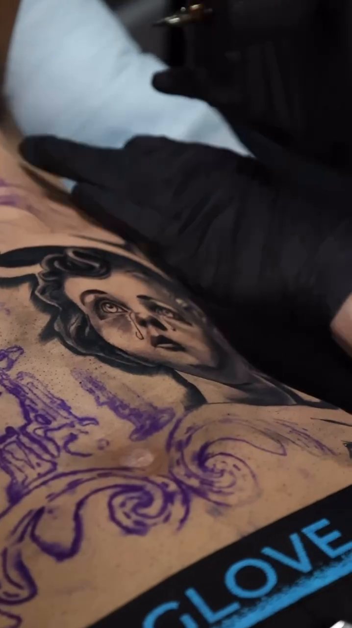 Portrait of a woman realism tattoo by caleb coley
